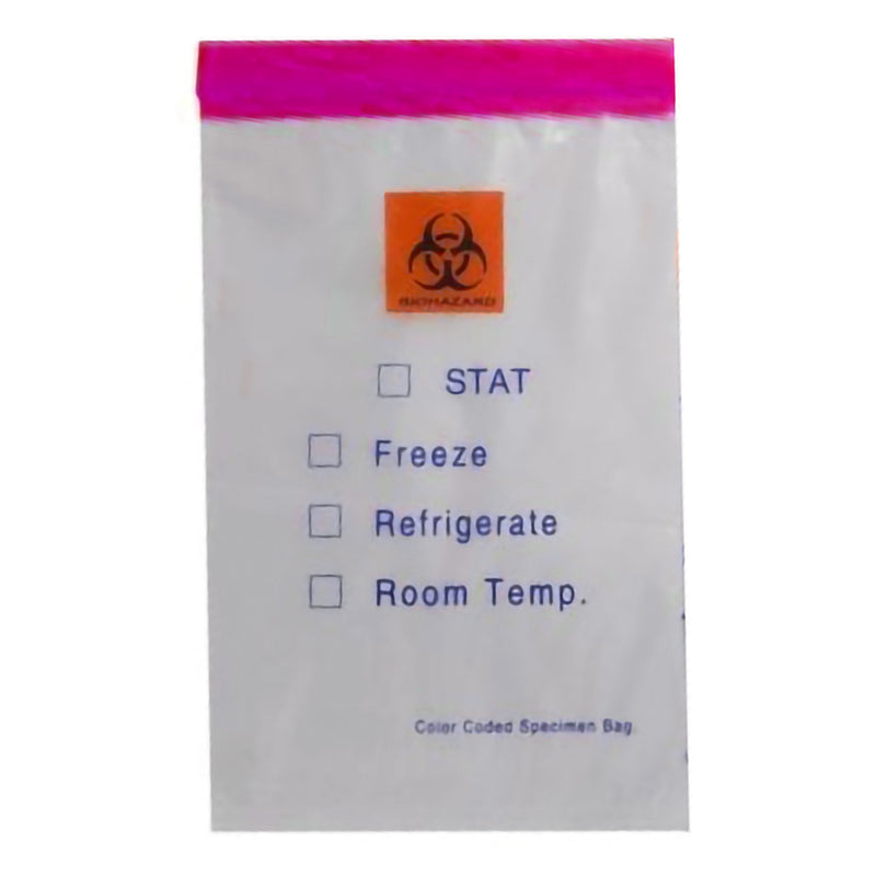 ASP Global LLC Color Coded Specimen Transport Bag with Document Pouch, Zip Closure, 6 x 9 Inch (1000/CS)