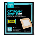 Foam Dressing Optifoam Gentle EX 4 X 4 Inch With Border Waterproof Backing Silicone Face and Border Square Sterile (Case of 100)