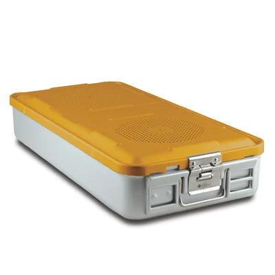 SklarLite Sterilization Container - Full-Size, Standard Lid, Non-Perforated Bottom, 23" x 11" x 4", Yellow - 10-4002 