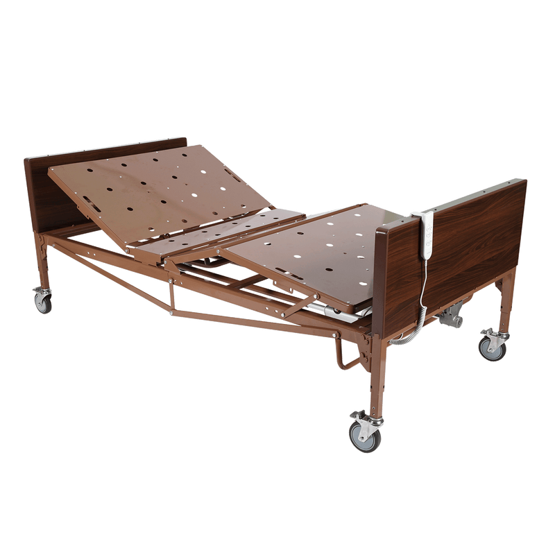 Dynarex 42" Bariatric Full Electric Home Care Bed with Half Length Bed Rail  and Foam Mattress