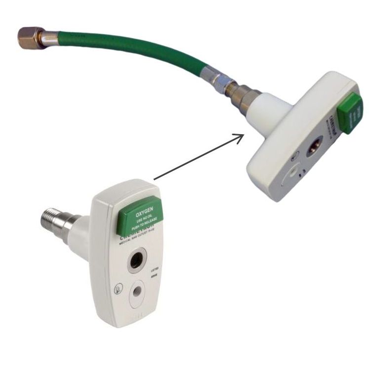 Allied Healthcare Chemetron Style Quick Connect Oxygen Hose  1 foot with Quick Connect Coupler