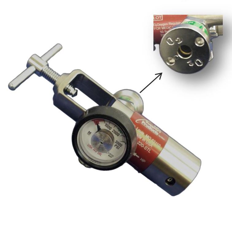 Allied Healthcare LSP Oxygen Regulator with Ohmeda Style Quick Connect O2 Coupler