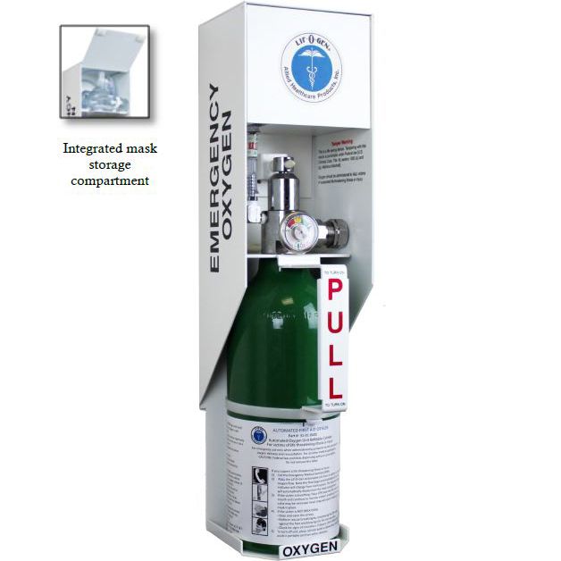Allied Healthcare Wall Mount Emergency Oxygen Cabinet with Alarm  Oxygen/AED
