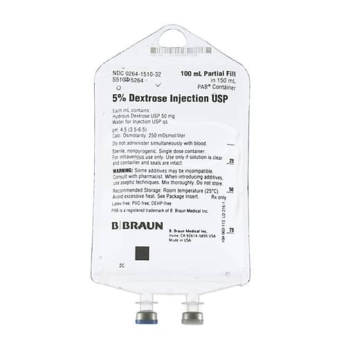 B. Braun 5% Dextrose Injections  100 Fill in 150 mL PAB (64/Case)