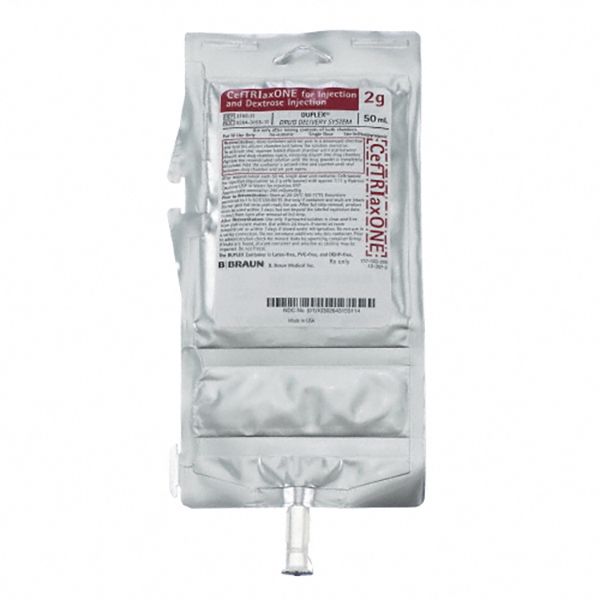 B. Braun CefTRIaxONE Duplex Container for Injection and Dextrose Injection (24/Case)  2 Grams