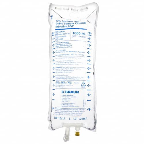 B. Braun Dextrose and Sodium Chloride Injections  5% Dextrose and 0.9% Sodium Chloride, 1000 mL (12/