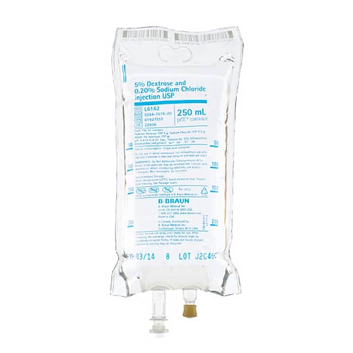 B. Braun Dextrose and Sodium Chloride Injections  5% Dextrose and 0.20% Sodium Chloride, 250 mL (24/