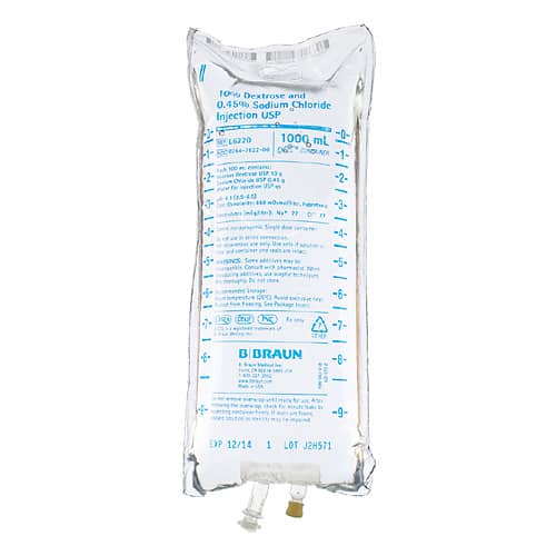 B. Braun Dextrose and Sodium Chloride Injections  10% Dextrose and 0.45% Sodium Chloride, 1000 mL (1