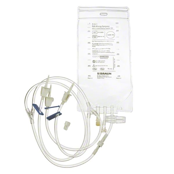 B. Braun EVA Gravity Mixing Container (40/Case)  1000 mL Bag w/ 3-Lead Vented Transfer Set