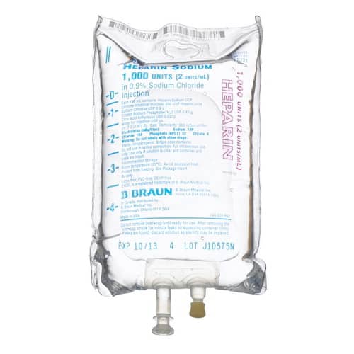B. Braun Heparin Sodium Injections (24/Case)  1,000 Units Heparin in 0.9% Sodium Chloride Inject