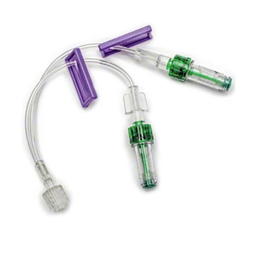 B. Braun InVision-Plus Neutral Displacement Needleless Connectors  Clear with 7" High Pressure Bifurcated Microbore E