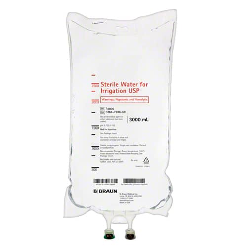 B. Braun Irrigation Solutions in Flexible Containers (4/Case)  Sterile Water for Irrigation USP, 3,000 mL
