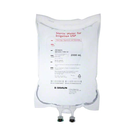 B. Braun Irrigation Solutions in Flexible Containers (4/Case)  Sterile Water for Irrigation USP, 2,000 mL