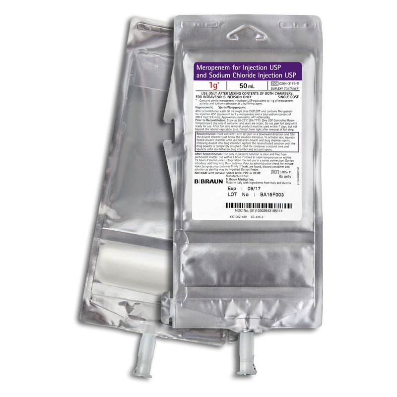 B. Braun Meropenem Duplex Container for Injection USP and Sodium Chloride Injection USP (24/Case)  1 Gram