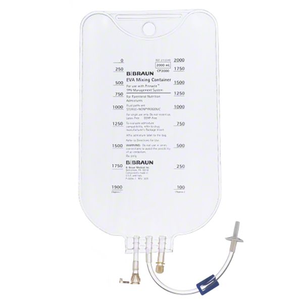 B. Braun PINNACLE Single Chamber Mixing Container  EVA Formulation, 2000 mL (40/Case)