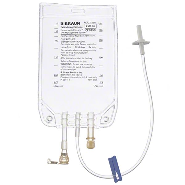 B. Braun PINNACLE Single Chamber Mixing Container  EVA Formulation, 250 mL (25/Case)