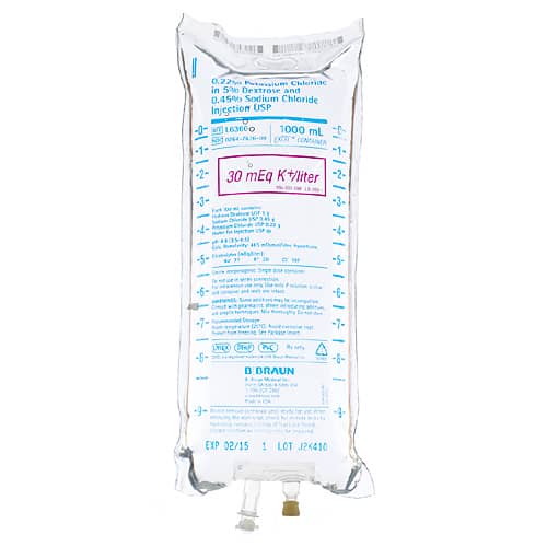 B. Braun Potassium Chloride in 5% Dextrose and 0.45% Sodium Chloride Injections (12/Case)  0.22% Potassium Chloride, 1000 mL