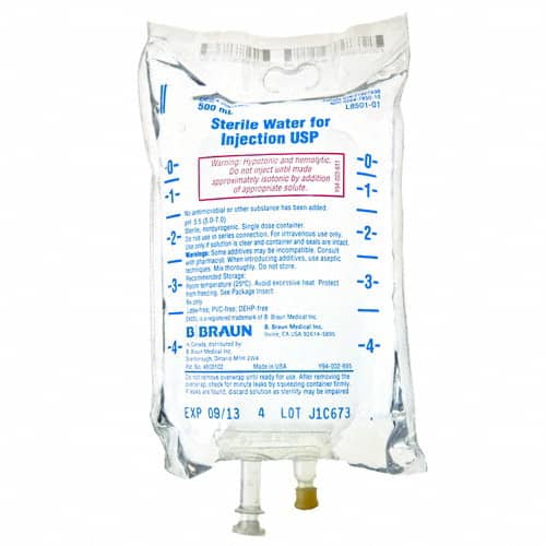 B. Braun Sterile Water for Injection  500 mL (EXCEL IV Container / 24 per case)