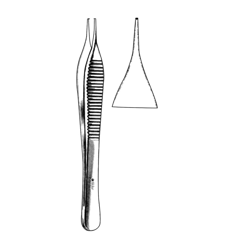 Sklar Adson Micro Tissue Forceps - 4-3/4", Straight, 1x2 Teeth - 98-2047