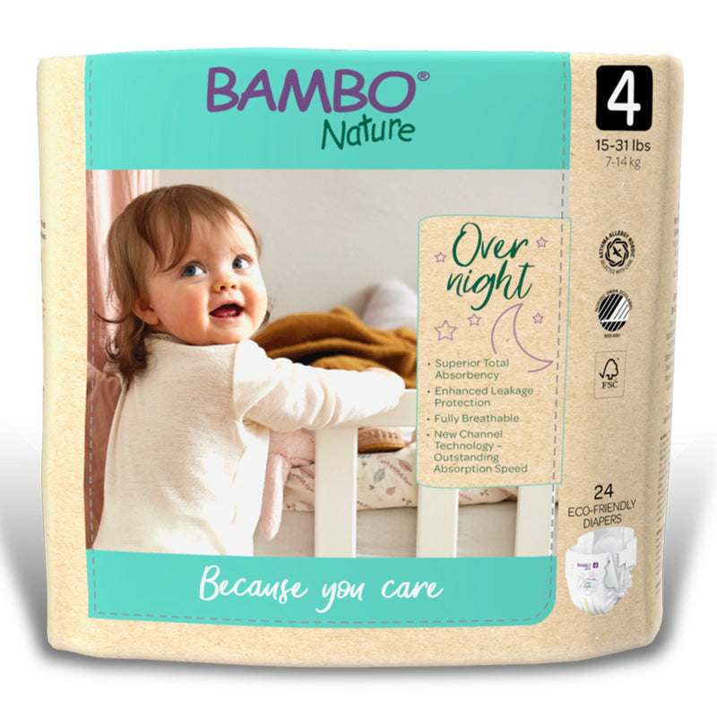 Bambo Nature Overnight Diapers, Size 4 (Case of 96) 