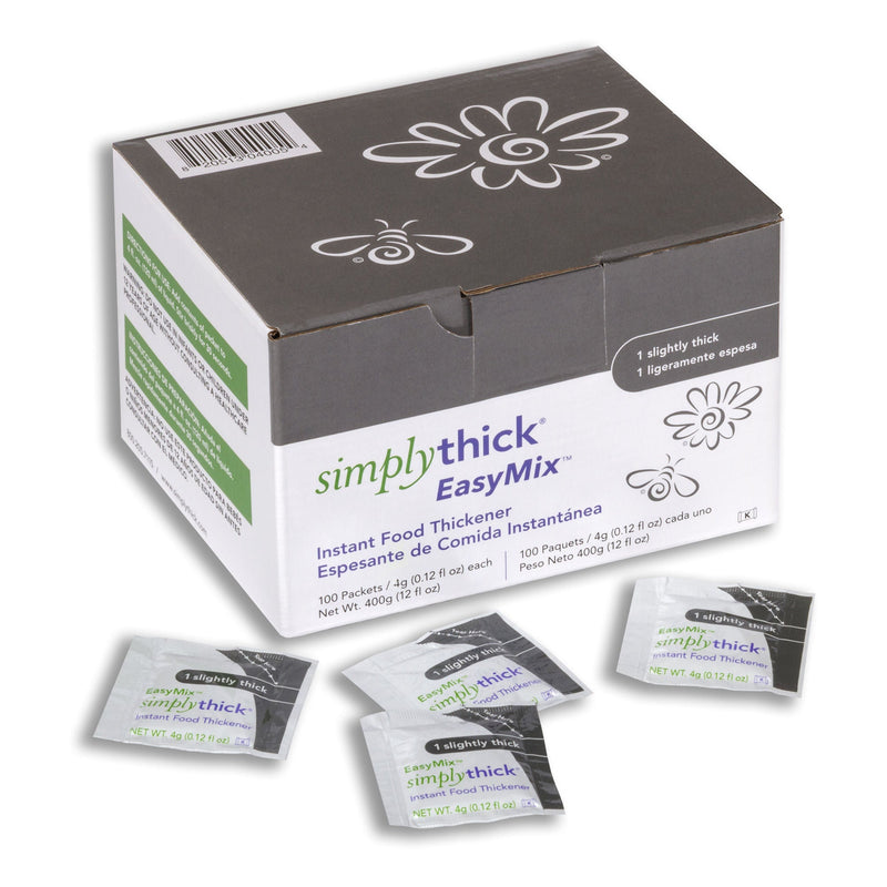 Food and Beverage Thickener SimplyThick Easy Mix 4 oz. Individual Packet Unflavored Powder IDDSI Level 1 Slightly Thick (Box of 100)