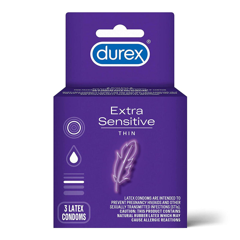Durex Extra Sensitive Ultra Thin Lubricated Latex Condoms (Box of 3)