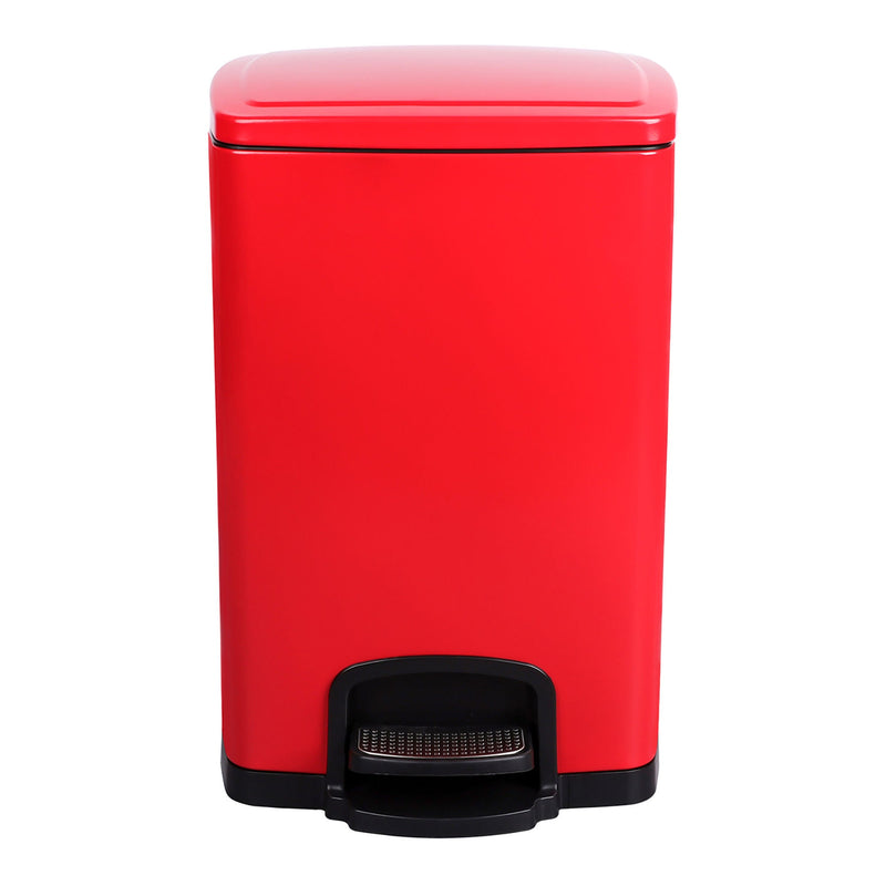 McKesson Trash Can with Plastic Liner, Square, Steel, Red, 5 Gallon (Case)