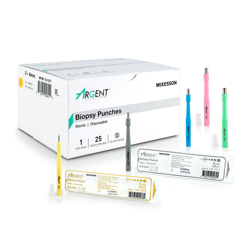 McKesson Argent Disposable Biopsy Punches, 2.0 - 6.0 mm (Case of 4 Boxes)