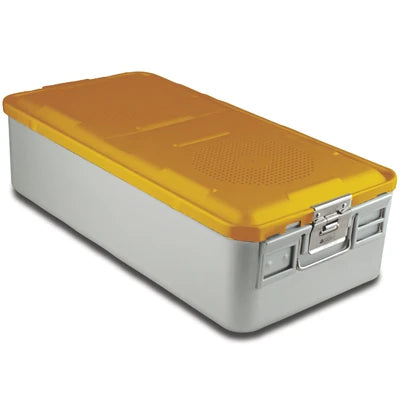 SklarLite Sterilization Container - Full-Size, Standard Lid, Non-Perforated Bottom, 23" x 11" x 6", Yellow - 10-4098