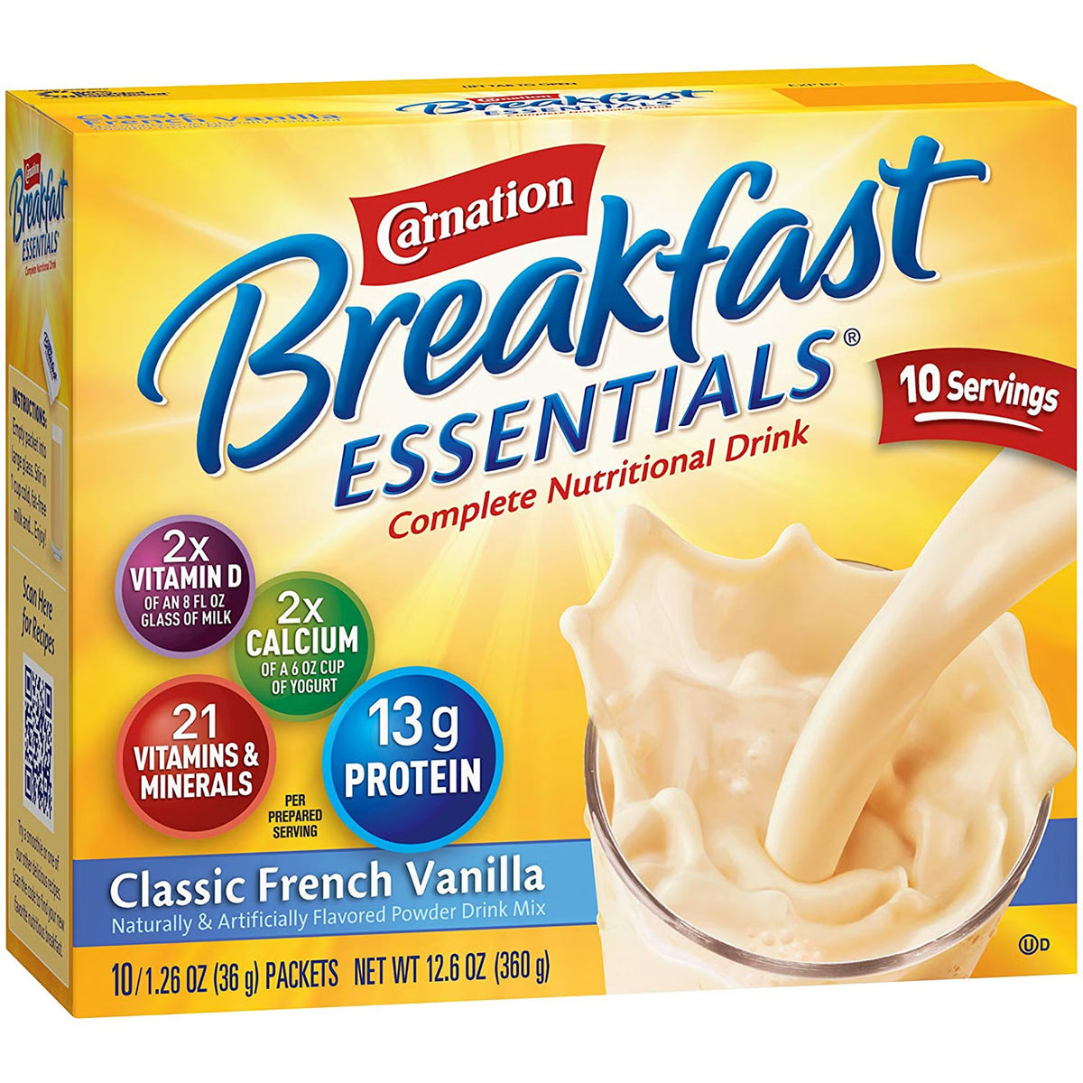 Carnation Breakfast Essentials Vanilla Nutritional Drink (Case of 60)