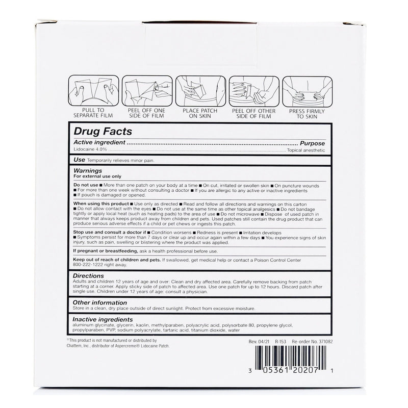 Rugby 4% Lidocaine Pain Relief Patch (Carton of 30)