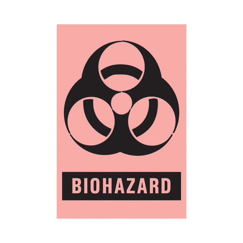 Timemed Pre-Printed Label, Biohazard, 2 x 3 Inch (Roll of 500)