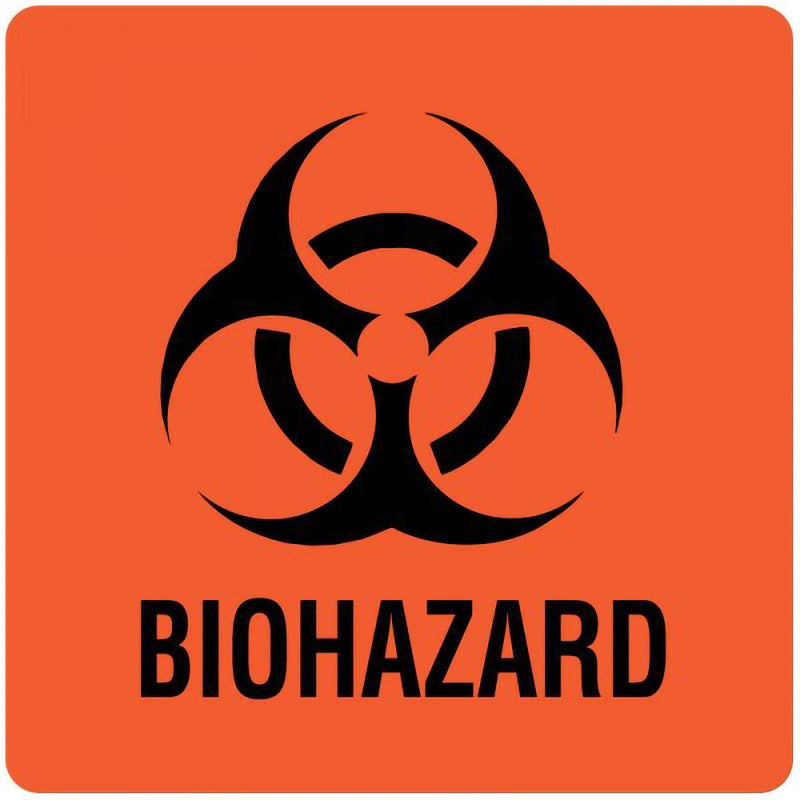 United Ad Label UAL Biohazard Pre-Printed Label, 3 x 3 Inch 