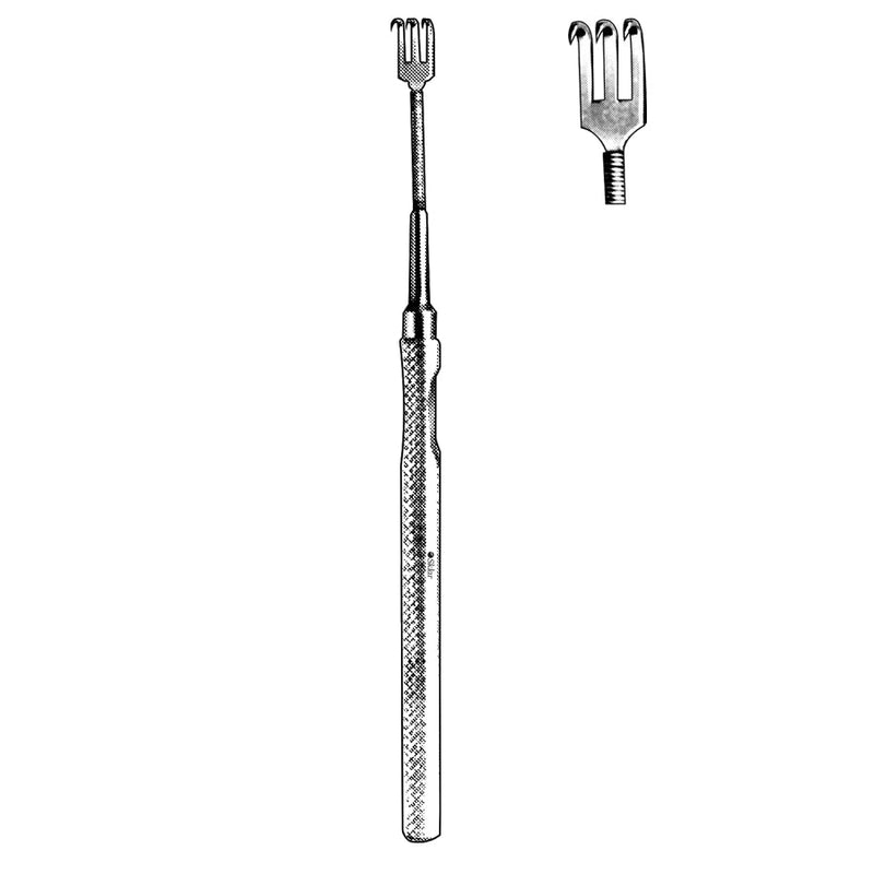 Sklar Mannerfelt Retractor - 6", 3 Prongs, Sharp, Flexible Spring Neck - 47-2617 