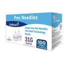Safety Insulin Pen Needle Embrace 31 Gauge 5 mm Length Manual Safety (Case of 2000) 