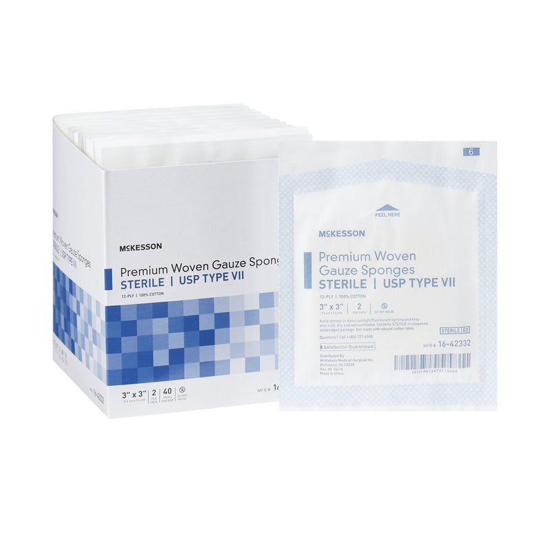 McKesson Brand McKesson Sterile USP Type VII Gauze Sponge, 3 x 3 Inch, 12-Ply (1200/CS) 