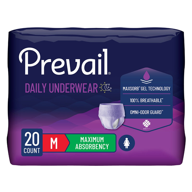 First Quality Products LLC Prevail for Women Daily Maximum Absorbent Underwear, Medium (80/CS) 