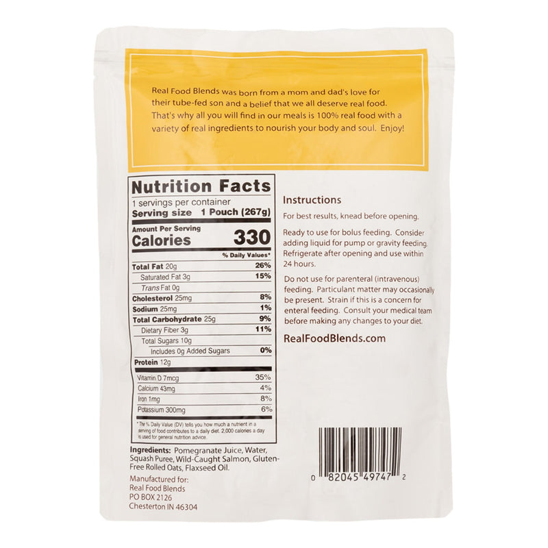 Nutritionals Medicinals Real Food Blends Salmon, Oats & Squash Puree for Tube Feeding, 9.4-ounce pouch (12/CS) 