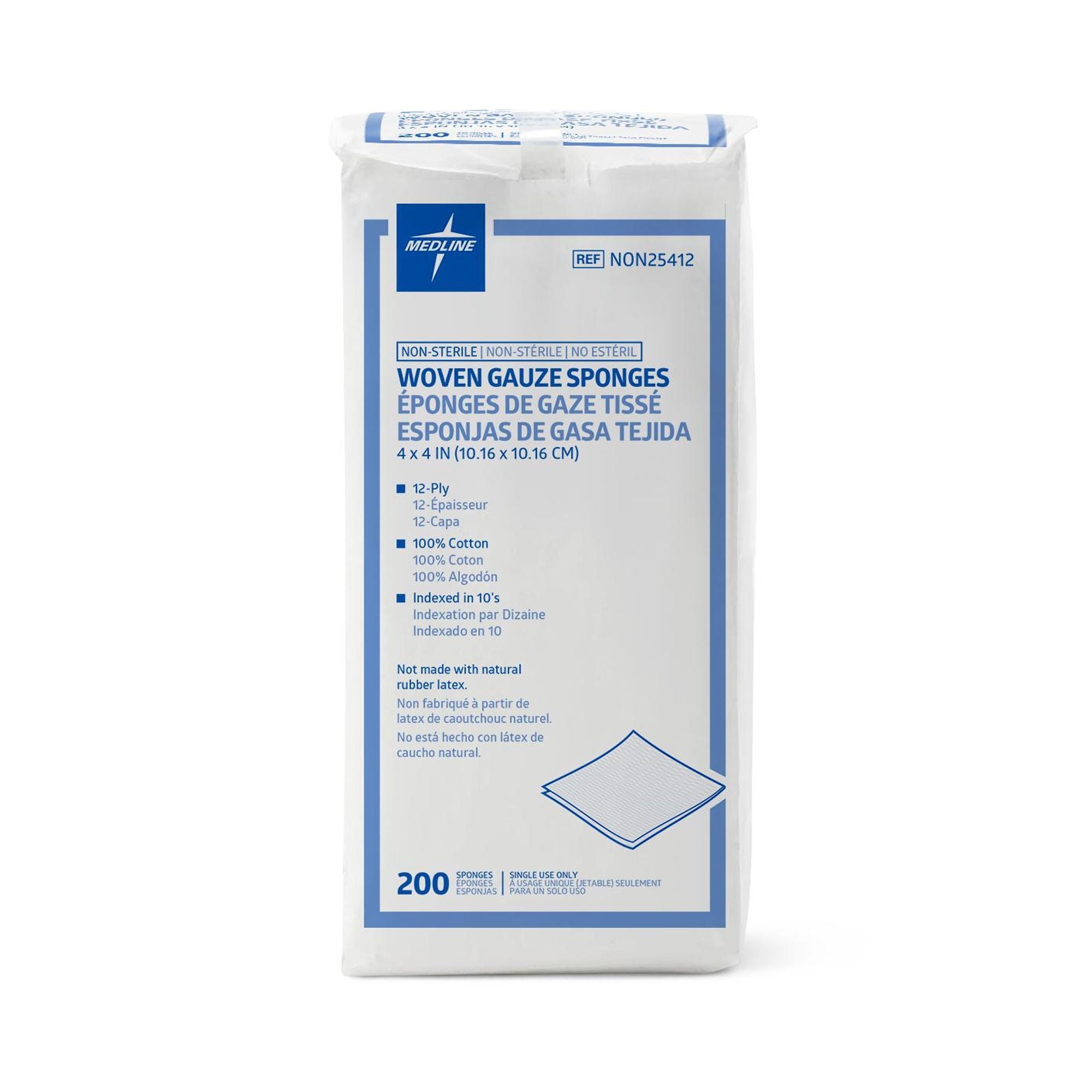 Medline Gauze Sponge, 4 x 4 Inch, 12-Ply (Case of 2000)