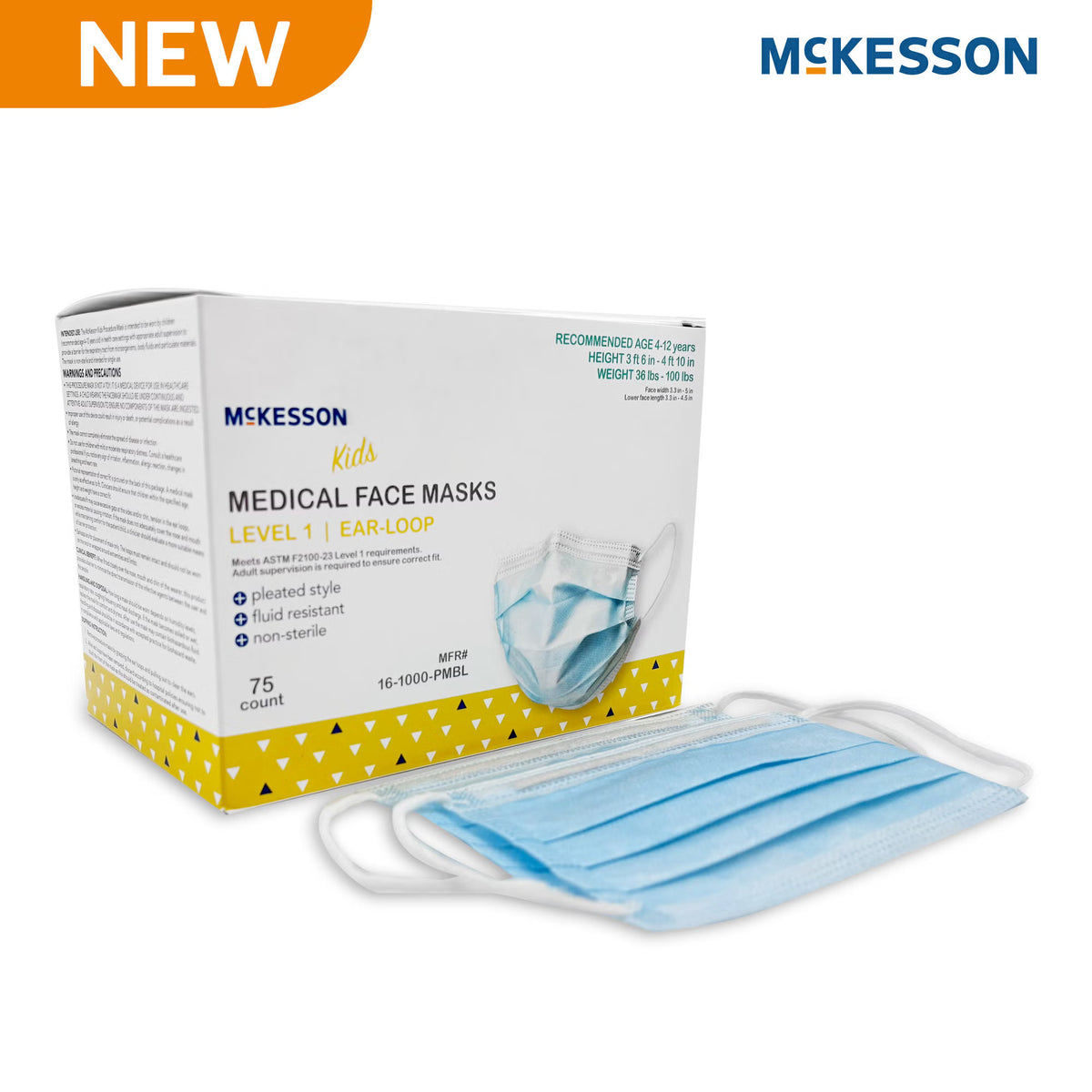 Procedure Mask McKesson ASTM Level 1 Earloops Child Size (Case of 750)