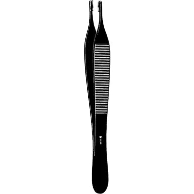 Sklar Black Laser Adson-Brown Tissue Forceps - 4-3/4", Straight, Side-Grasping 7x7 Teeth, Delicate - 90-1062 