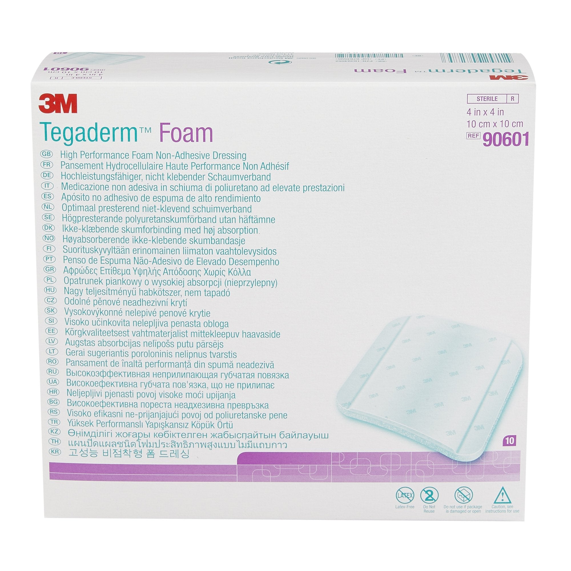 Solventum Corporation 3M Tegaderm High Performance Nonadhesive w/o Border Foam Dressing, 4 x 4 Inch (40/CS) 