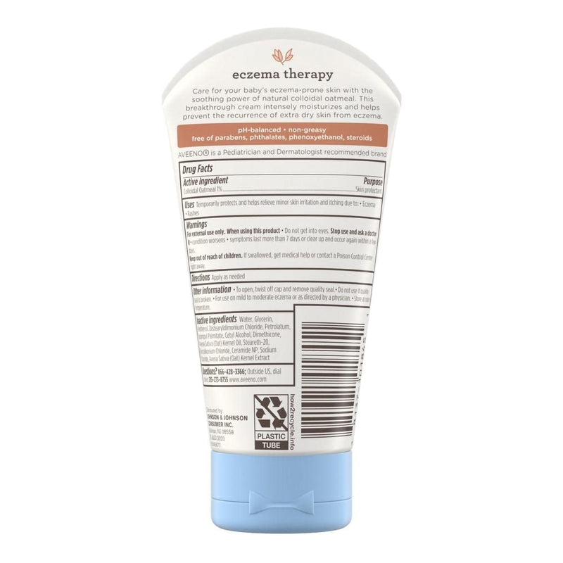 J & J Sales Aveeno Baby Eczema Therapy Moisturizing Cream Unscented, 5-ounce Tube 
