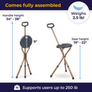 drive Aluminum Seat Cane, 34 – 38 Inch Height (Each)