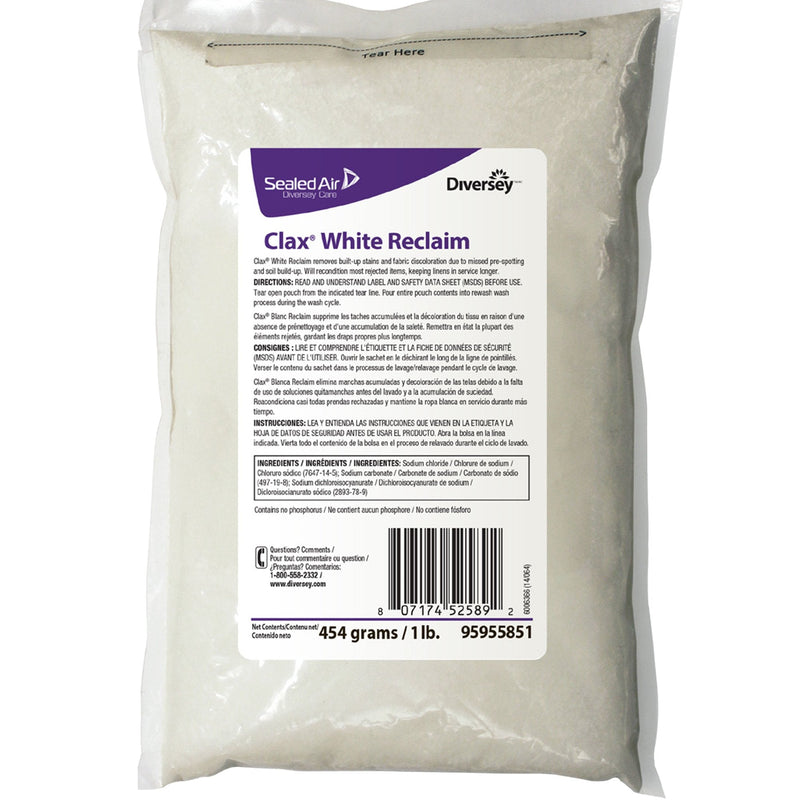 Laundry Stain Remover Diversey Clax White Reclaim 1 lb. Bag Powder Chlorine Scent (Case of 12) 