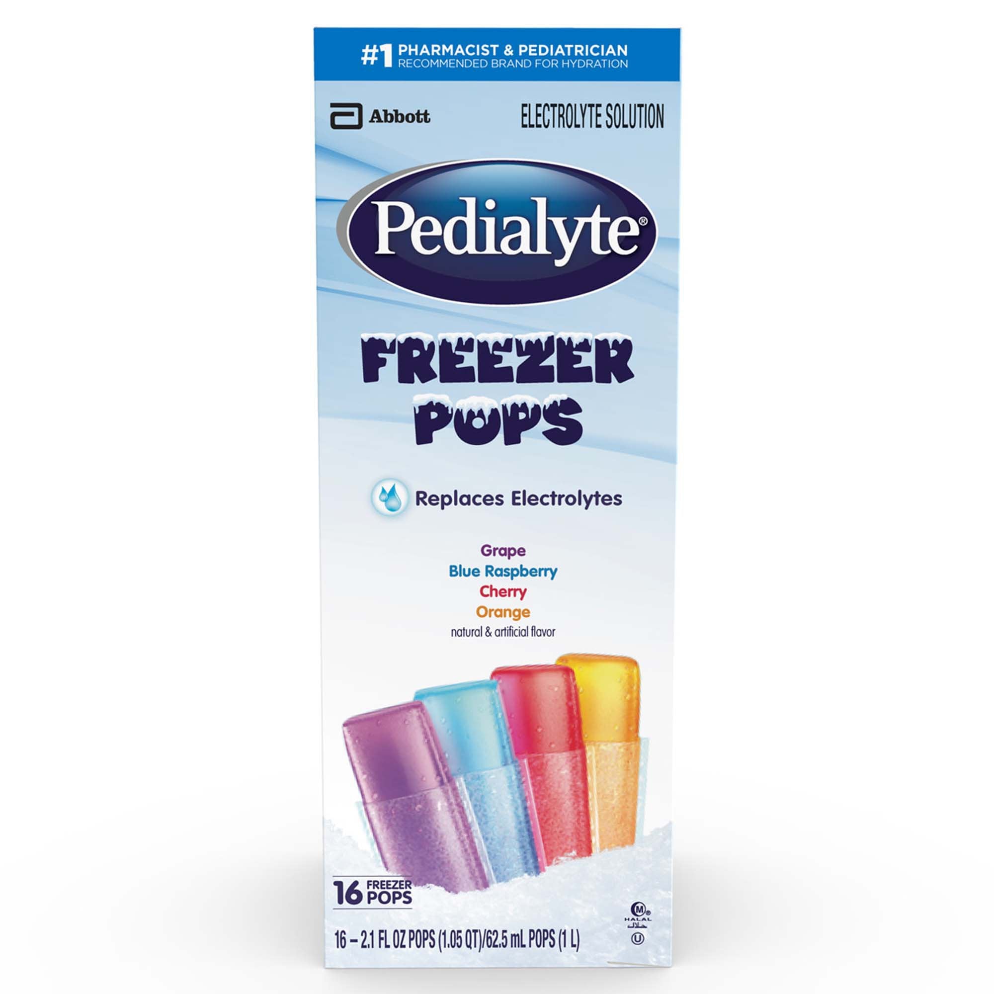 Abbott Nutrition Pedialyte Freezer Pop Electrolyte Solution, Assorted Flavors (64/CS) 