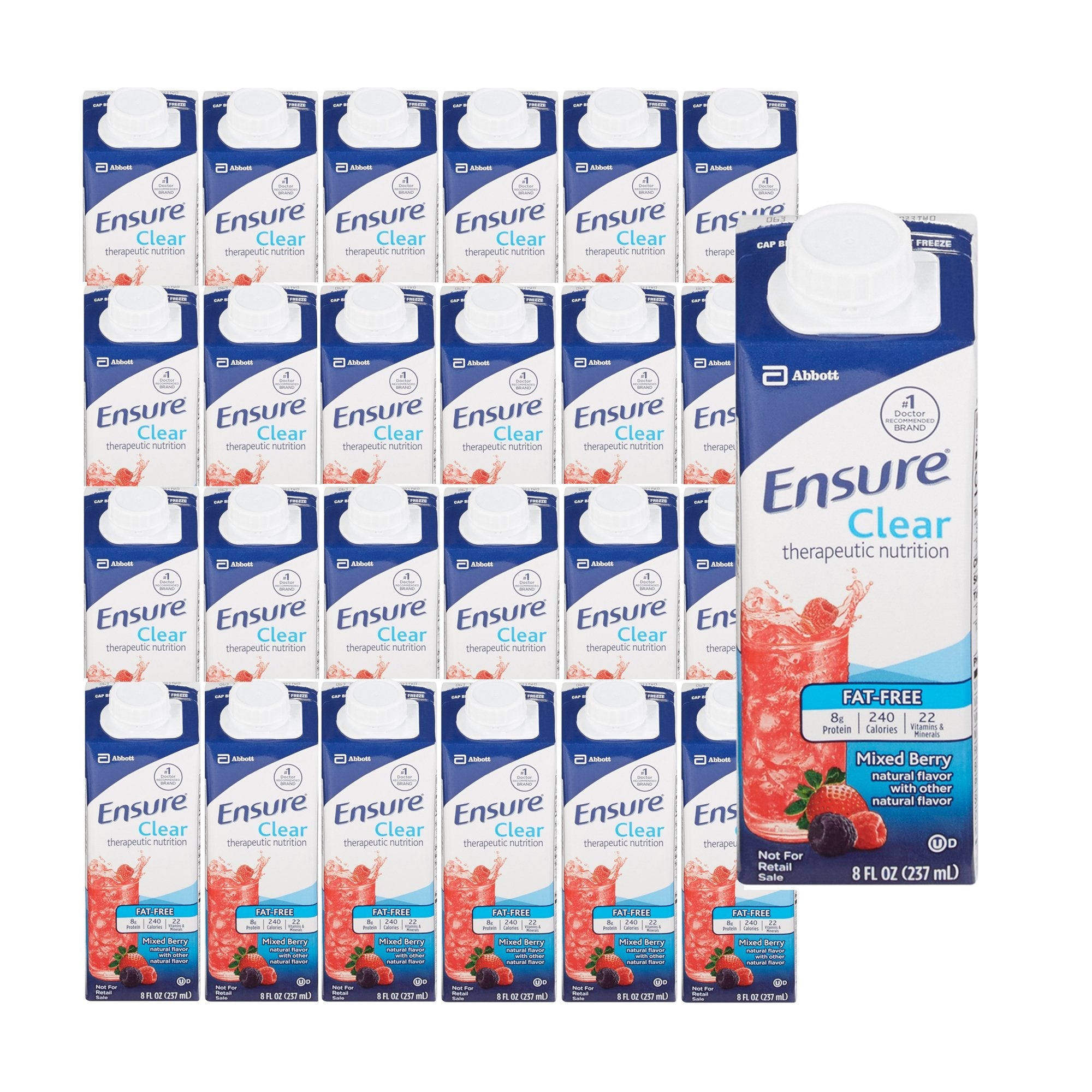 Abbott Nutrition Ensure Clear Therapeutic Nutrition, Mixed Berry, 8-ounce carton (24/CS) 
