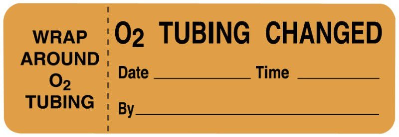 Pre-Printed Label UAL Auxiliary Label Orange Paper O2 Tubing Change Date___Time__ Safety and Instructional 1 X 3 Inch (Roll of 220)