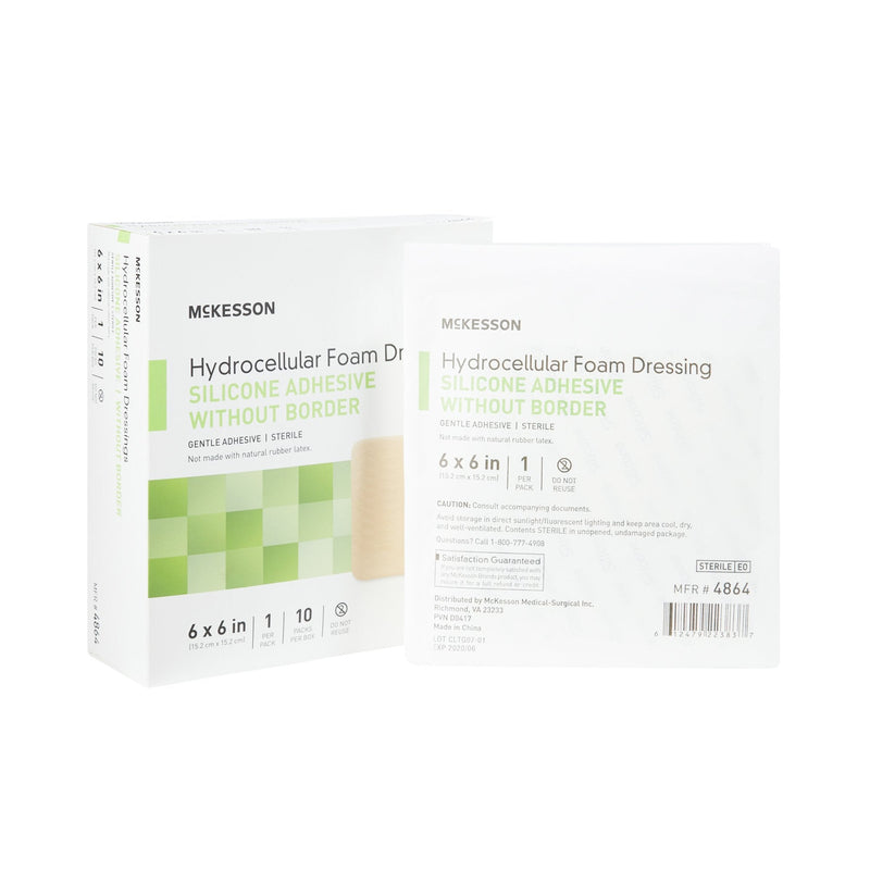 McKesson Brand McKesson Silicone Gel Adhesive without Border Silicone Foam Dressing, 6 x 6 Inch (200/CS) 