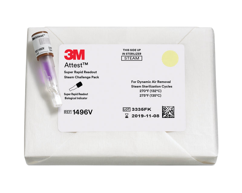 Sterilization Indicator Challenge Pack Attest Super Rapid Readout Steam 24 Minute Processing Time (Case of 24)
